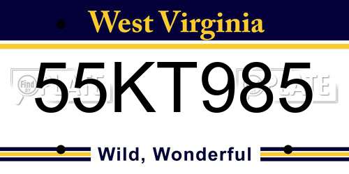55KT985 West Virginia License Plate