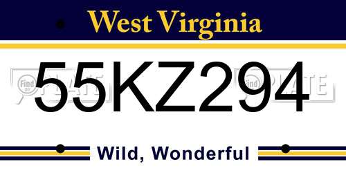 55KZ294 West Virginia License Plate