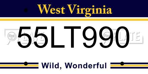 55LT990 West Virginia License Plate
