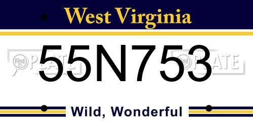 55N753 West Virginia License Plate