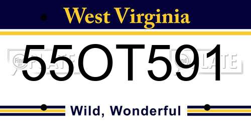 55OT591 West Virginia License Plate