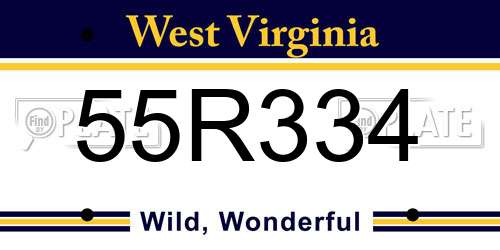 55R334 West Virginia License Plate