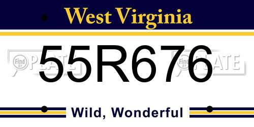 55R676 West Virginia License Plate
