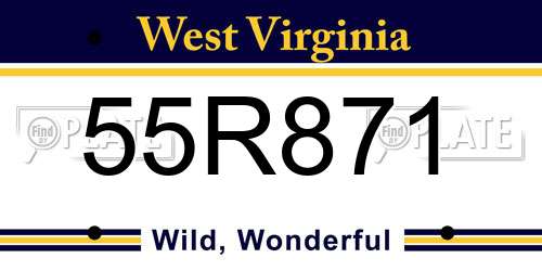 55R871 West Virginia License Plate