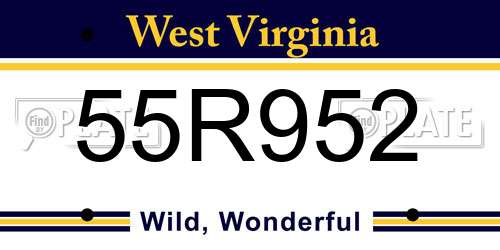 55R952 West Virginia License Plate