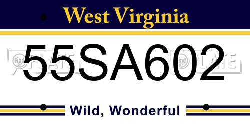 55SA602 West Virginia License Plate