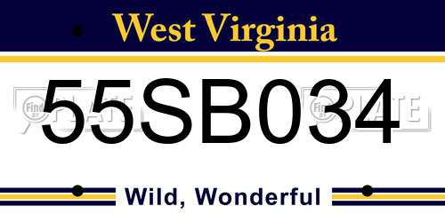 55SB034 West Virginia License Plate