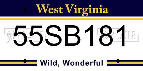 55SB181 West Virginia License Plate