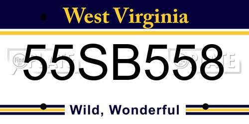 55SB558 West Virginia License Plate