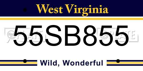 55SB855 West Virginia License Plate