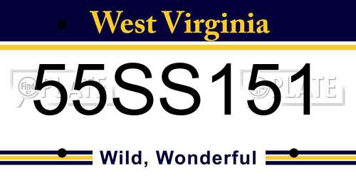 55SS151 West Virginia License Plate