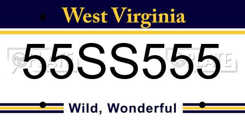 55SS555 West Virginia License Plate