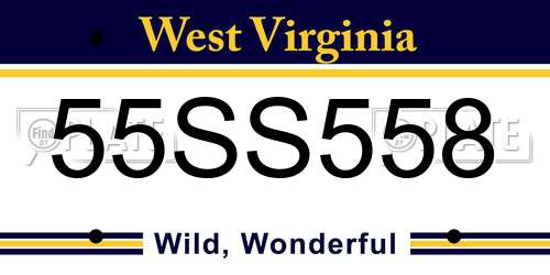 55SS558 West Virginia License Plate