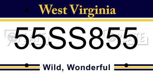 55SS855 West Virginia License Plate