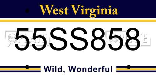 55SS858 West Virginia License Plate