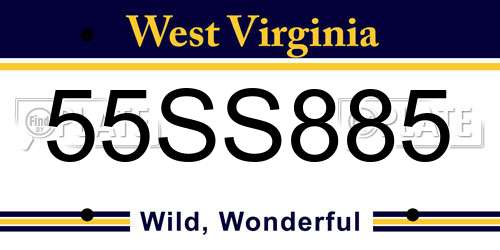 55SS885 West Virginia License Plate