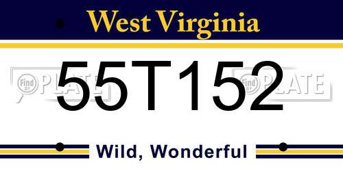 55T152 West Virginia License Plate