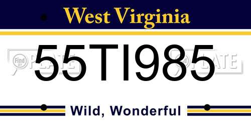 55TI985 West Virginia License Plate