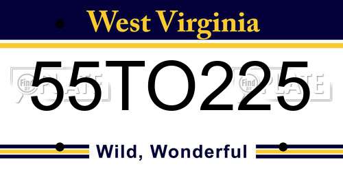 55TO225 West Virginia License Plate