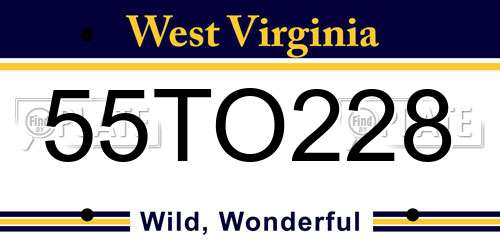 55TO228 West Virginia License Plate