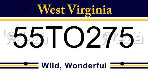 55TO275 West Virginia License Plate