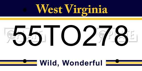 55TO278 West Virginia License Plate