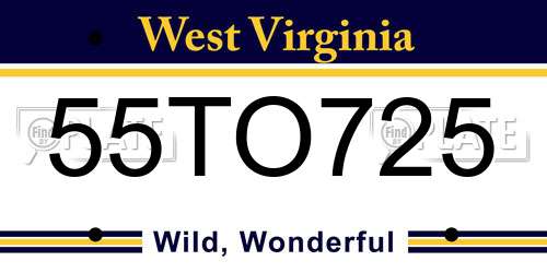 55TO725 West Virginia License Plate