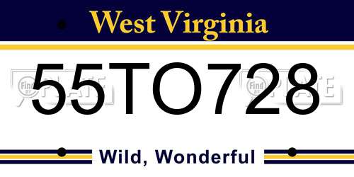 55TO728 West Virginia License Plate