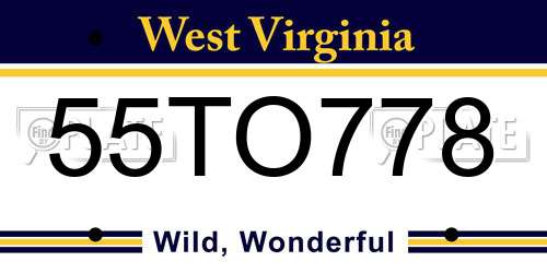 55TO778 West Virginia License Plate