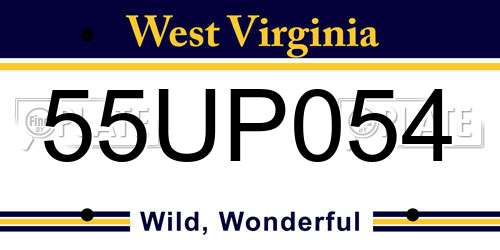 55UP054 West Virginia License Plate