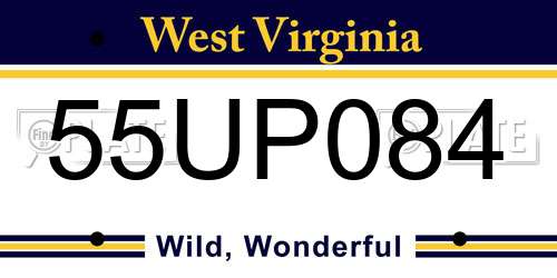 55UP084 West Virginia License Plate