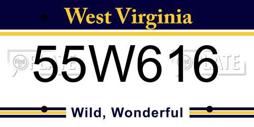 55W616 West Virginia License Plate