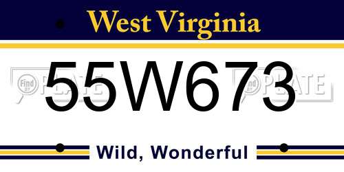55W673 West Virginia License Plate