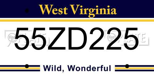 55ZD225 West Virginia License Plate