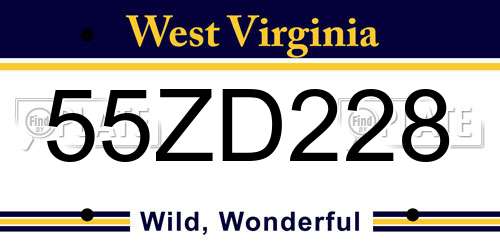 55ZD228 West Virginia License Plate
