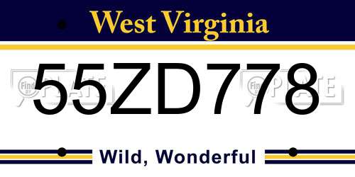 55ZD778 West Virginia License Plate