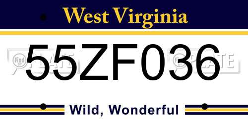 55ZF036 West Virginia License Plate