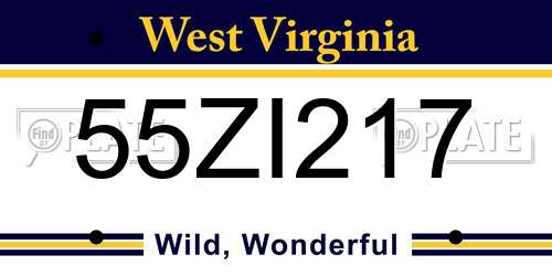 55ZI217 West Virginia License Plate