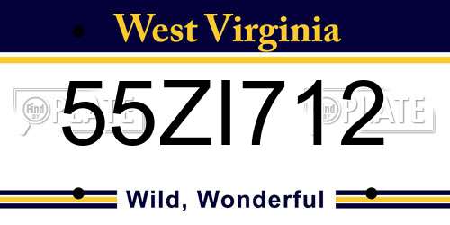 55ZI712 West Virginia License Plate