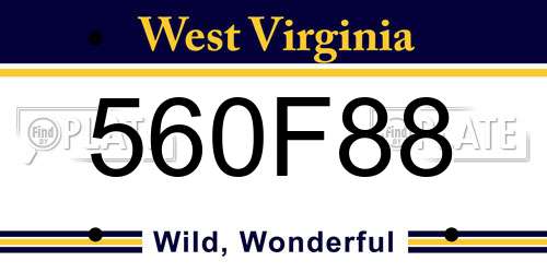 560F88 West Virginia License Plate