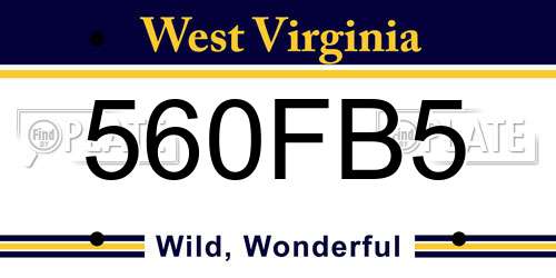 560FB5 West Virginia License Plate