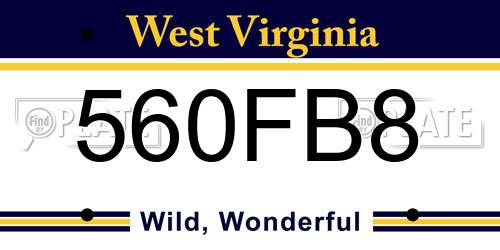 560FB8 West Virginia License Plate