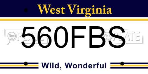 560FBS West Virginia License Plate