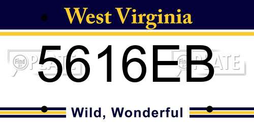 5616EB West Virginia License Plate