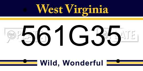 561G35 West Virginia License Plate