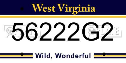 56222G2 West Virginia License Plate
