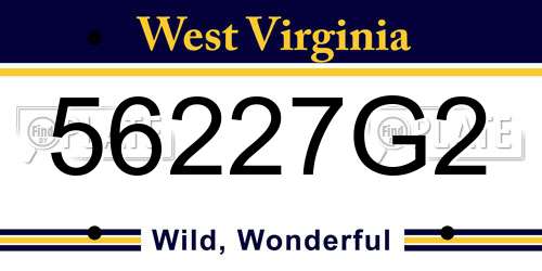56227G2 West Virginia License Plate