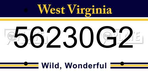 56230G2 West Virginia License Plate