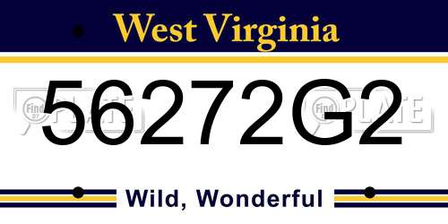 56272G2 West Virginia License Plate
