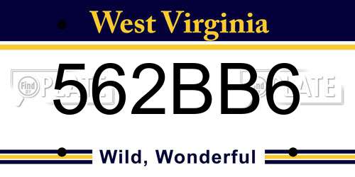 562BB6 West Virginia License Plate
